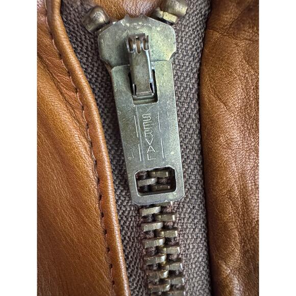 Vintage 1970s Rome Leather Jacket Utility Brown Chore Style Men's Medium - Picture 8 of 9